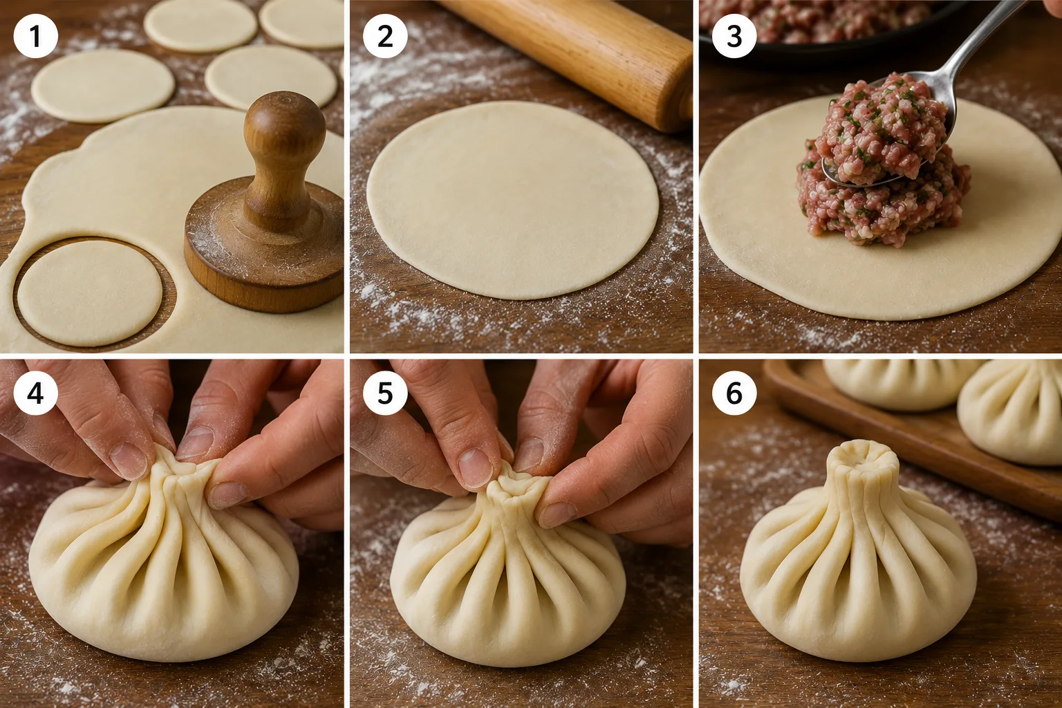 Walnuts and garlic being crushed into a coarse paste