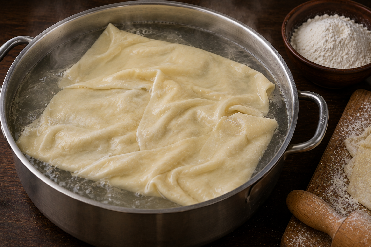 Walnuts and garlic being crushed into a coarse paste