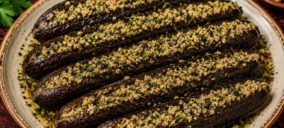 WHOLE EGGPLANTS STUFFED WITH WALNUTS AND VINEGAR